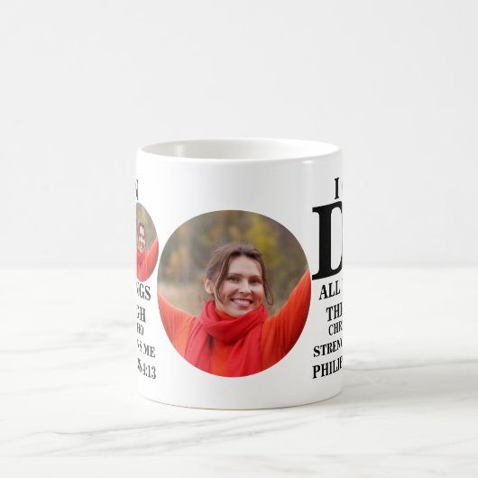 I can do all things Christian photo Bible verse Verwandlungstasse (Mittel)