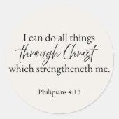 I Can Do All Things Philippians 4:13 Christian  Runder Aufkleber (Vorderseite)