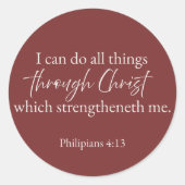 I Can Do All Things Philippians 4:13 Christian Runder Aufkleber (Vorderseite)