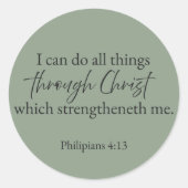 I Can Do All Things Philippians 4:13 Christian Runder Aufkleber (Vorderseite)