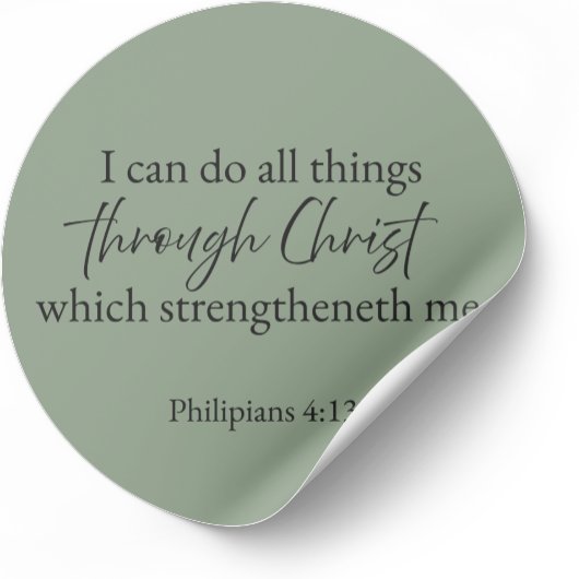 I Can Do All Things Philippians 4:13 Christian Runder Aufkleber
