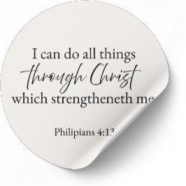 I Can Do All Things Philippians 4:13 Christian  Runder Aufkleber