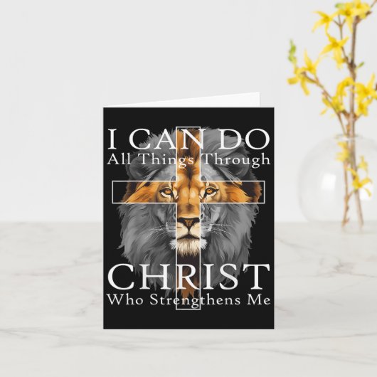 I Can Do All Things Through Christ Christian Lion Karte (Gelbe Blume)