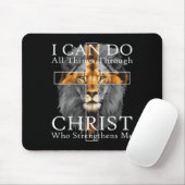 I Can Do All Things Through Christ Christian Lion Mousepad (Mit Mouse)