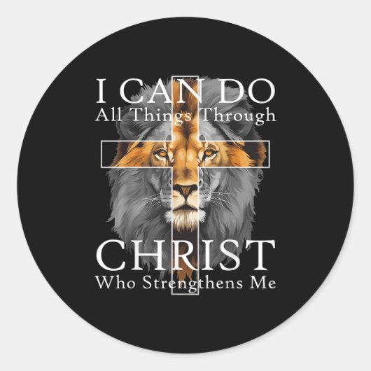 I Can Do All Things Through Christ Christian Lion Runder Aufkleber (Vorderseite)