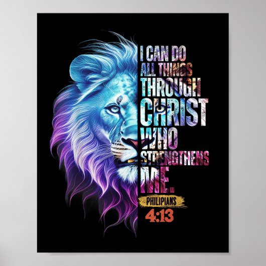 I Can Do All Things Through Christ Lion Faith Chri Poster (Vorne)
