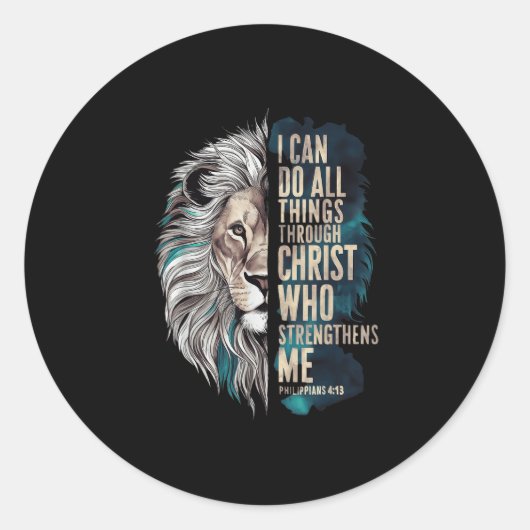 I Can Do All Things Through Christ Runder Aufkleber (Vorderseite)