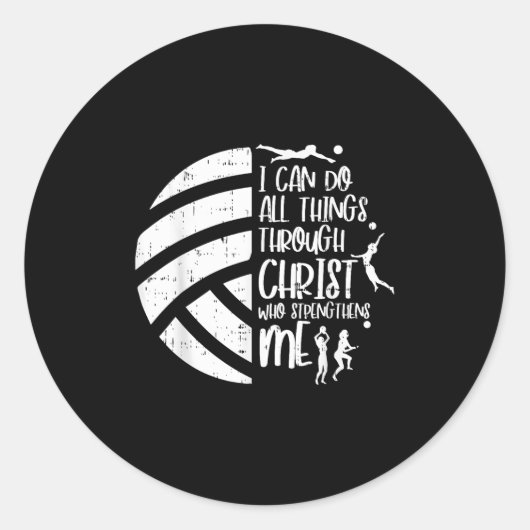 I Can Do Things Through Christ Volleyball Christia Runder Aufkleber (Vorderseite)