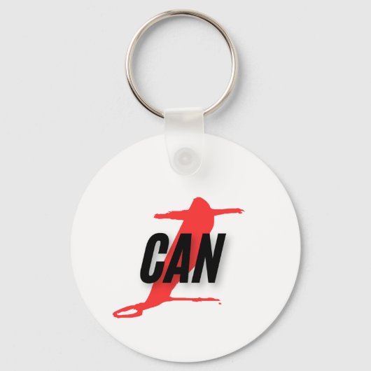"I Can" Dynamic Red & Black Empowerment Word Art Schlüsselanhänger (Vorderseite)