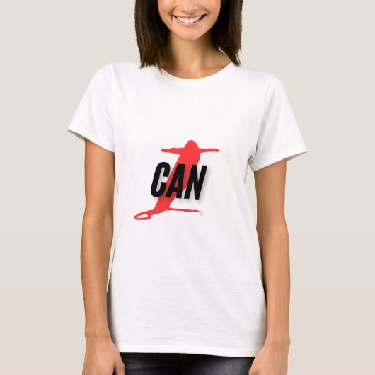 "I Can" Dynamic Red & Black Empowerment Word Art T-Shirt (Vorderseite)