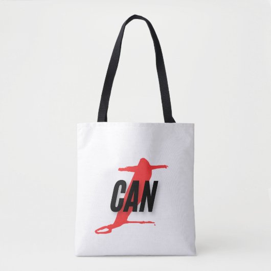 "I Can" Dynamic Red & Black Empowerment Word Art Tasche (Vorderseite)
