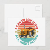 I Can go Low Slow all night along Funny Tractor Postkarte (Vorne/Hinten)