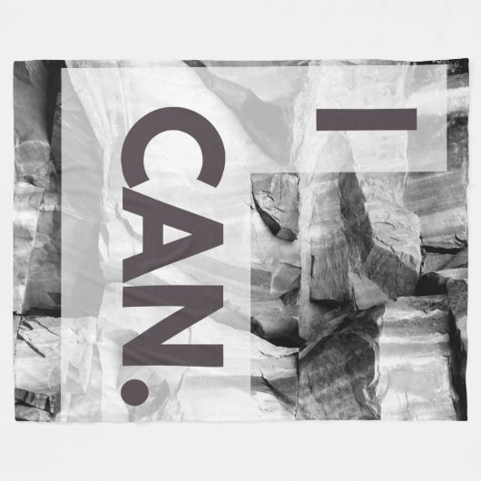 I Can Gray Stone Rock Fleecedecke (Vorderseite (Horizontal))