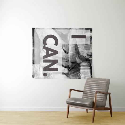 I Can Gray Stone Rock Wandteppich (Beispiel (Horizontal))