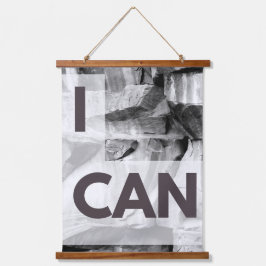 I Can Gray Stone Rock Wandteppich Mit Holzrahmen