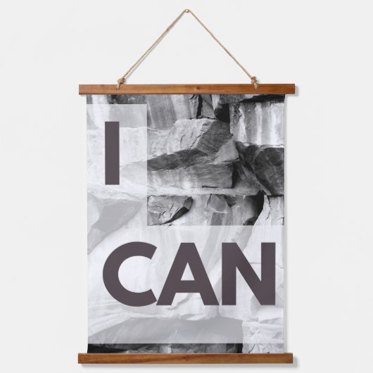 I Can Gray Stone Rock Wandteppich Mit Holzrahmen (Vorderseite)