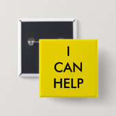 I Can Help  Volunteer Button Charity Event Yellow (Vorne & Hinten)