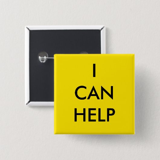 I Can Help  Volunteer Button Charity Event Yellow (Vorne & Hinten)
