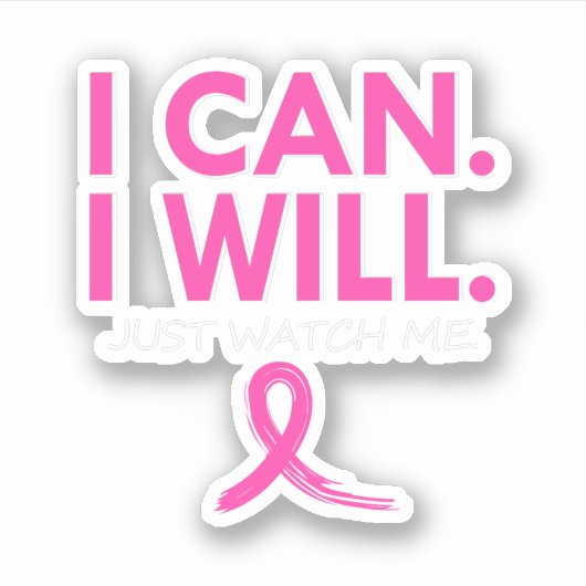 I Can & I Will Beat Breast Cancer Warrior Just Wat Aufkleber (Vorderseite)