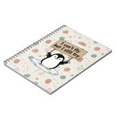 “I can’t fly but I still try” cute penguin Notizblock (Linke Seite)