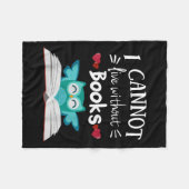 I Cannot Live Without Books Owl Fleecedecke (Vorderseite (Horizontal))