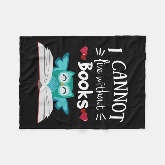 I Cannot Live Without Books Owl Fleecedecke (Vorderseite (Horizontal))