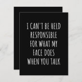 i can't be held responsible for what my face does save the date (Vorne/Hinten)