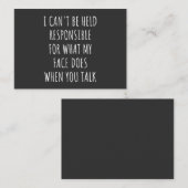 i can't be held responsible for what my face does visitenkarte (Vorne/Hinten)