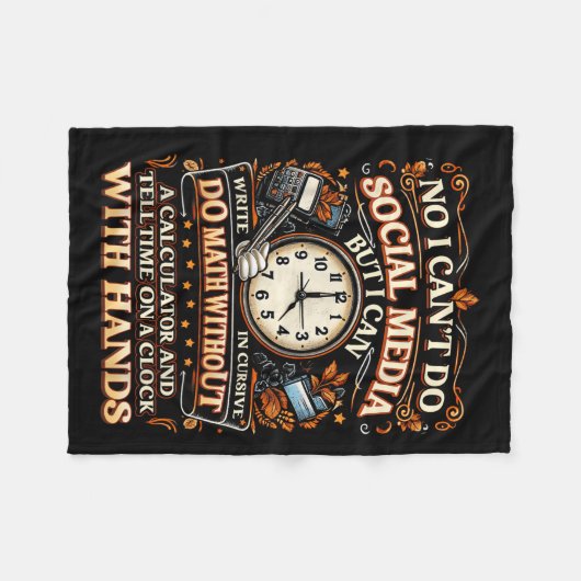 I Can't Do Social Media But I Can Write In Cursive Fleecedecke (Vorderseite (Horizontal))