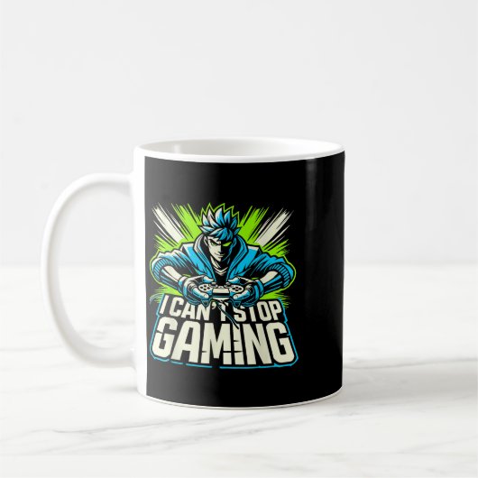 I Can't Stop Gaming Funny Gamer Graphic Amine Vide Kaffeetasse (Links)