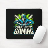 I Can't Stop Gaming Funny Gamer Graphic Amine Vide Mousepad (Mit Mouse)