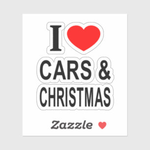 I ❤️ CARS & CHRISTMAS I LIEBE CARS & CHRISTMA Viny Aufkleber