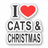 I ❤️ CATS & CHRISTMAS I LIEBE CATS & CHRISTMA Viny Aufkleber (Vorderseite)