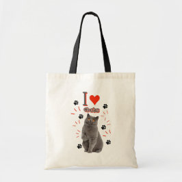 I ❤️ Cats – Cute Cat & Paw Print Design Tragetasche