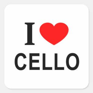 I ❤️ CELLO I LIEBE CELLO I HEART CELLO QUADRATISCHER AUFKLEBER