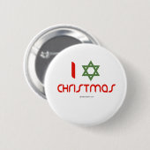 I Chanukka-Weihnachtsgrün Button (Vorne & Hinten)