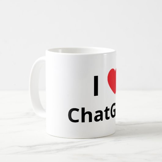 I ❤️ ChatGPT Kaffeetasse (Vorderseite Links)