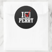 I CHECKMARK RICK PERRY (weiß) Runder Aufkleber (Tasche)