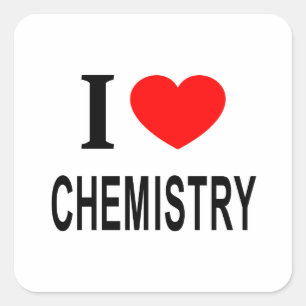 I ❤️ CHEMISTRIE I LIEBE CHEMISTRIE I HERZCHEMISTRI QUADRATISCHER AUFKLEBER