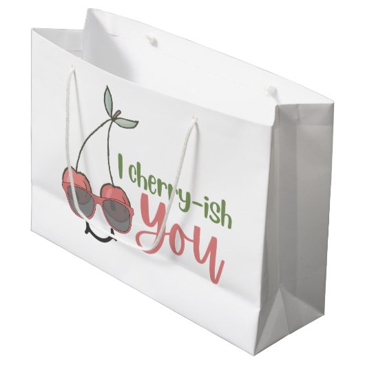 I Cherry-ish you Gift Bag Große Geschenktüte (Vorderseite Schrägansicht)
