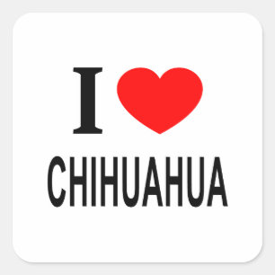I ❤️ CHIHUAHUA I LIEBE CHIHUAHUA I HERZ CHIHUAHUA QUADRATISCHER AUFKLEBER