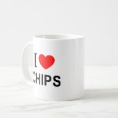 I ❤️ CHIPS I LIEBE CHIPS I HERZSCHIPS KAFFEETASSE (Vorderseite Links)
