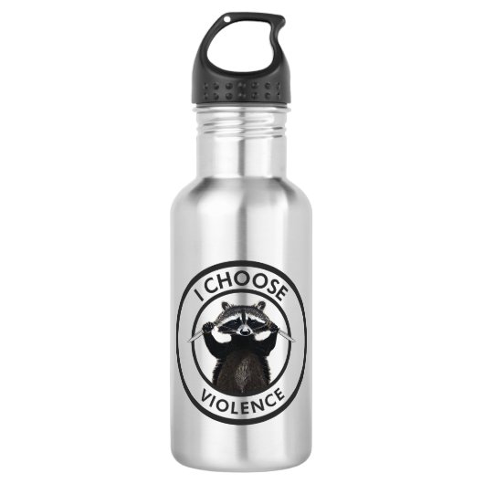 I Choose Gewalt Funny Raccoon Edelstahlflasche (Vorderseite)