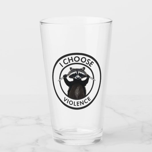 I Choose Gewalt Funny Raccoon Glas (Vorderseite)