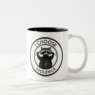 I Choose Gewalt Funny Raccoon Zweifarbige Tasse