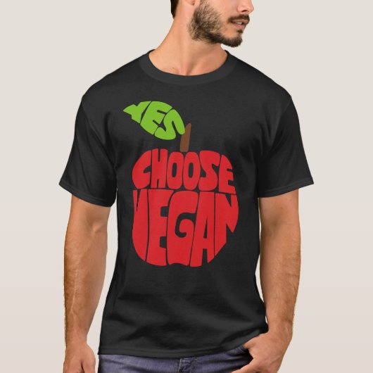 I Choose Vegan - Apple Typografy T-Shirt (Vorderseite)