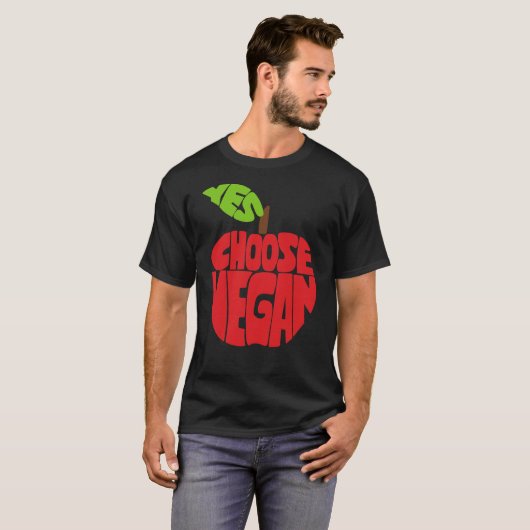 I Choose Vegan - Apple Typografy T-Shirt (Vorne ganz)