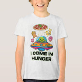 I Come in Hunger – Funny Alien Foodie Design Tri-Blend Shirt (Vorderseite)