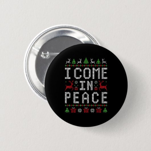 I Come In Peace Couple Matching Ugly Christmas Swe Button (Vorne & Hinten)