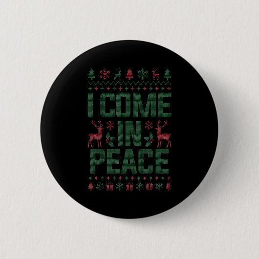 I Come In Peace Couple Matching Ugly Christmas Swe Button (Vorderseite)